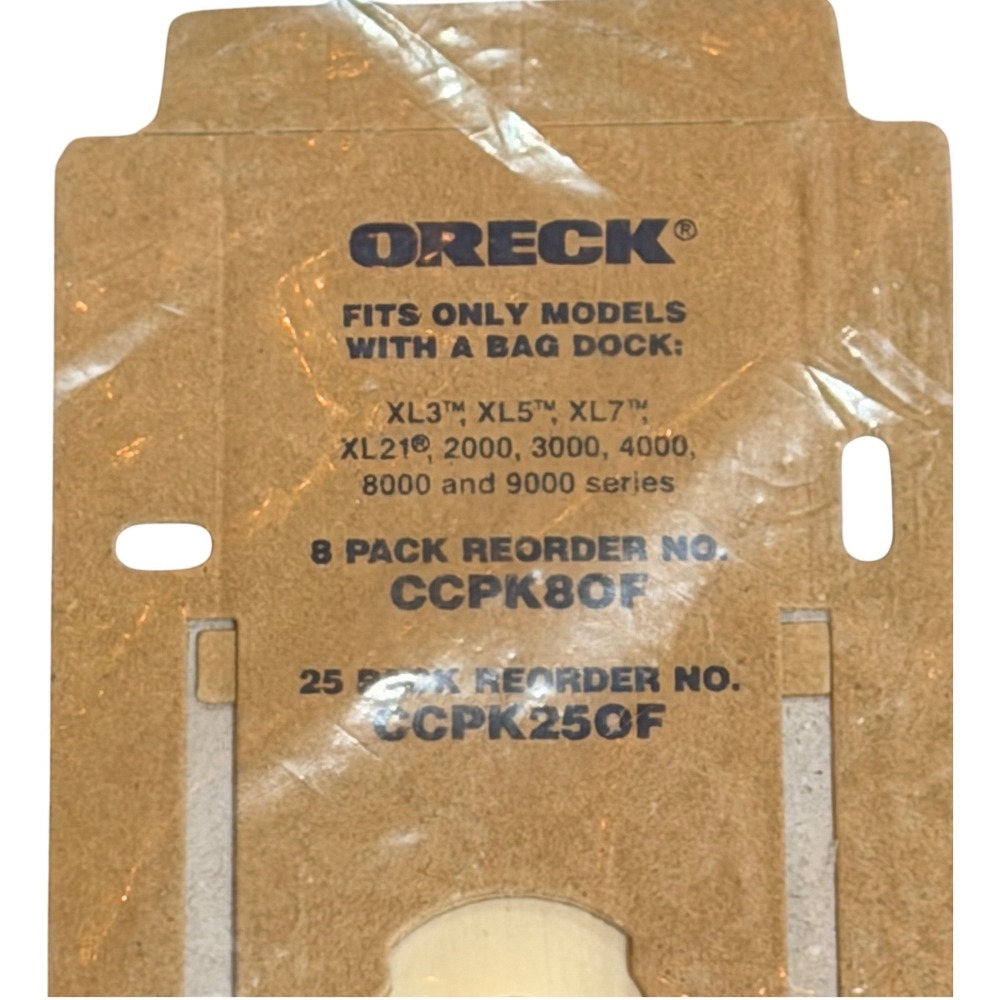 Oreck Type CC Vacuum Bags XL Series Antimicrobial CCPK8OF 75738-01 White New